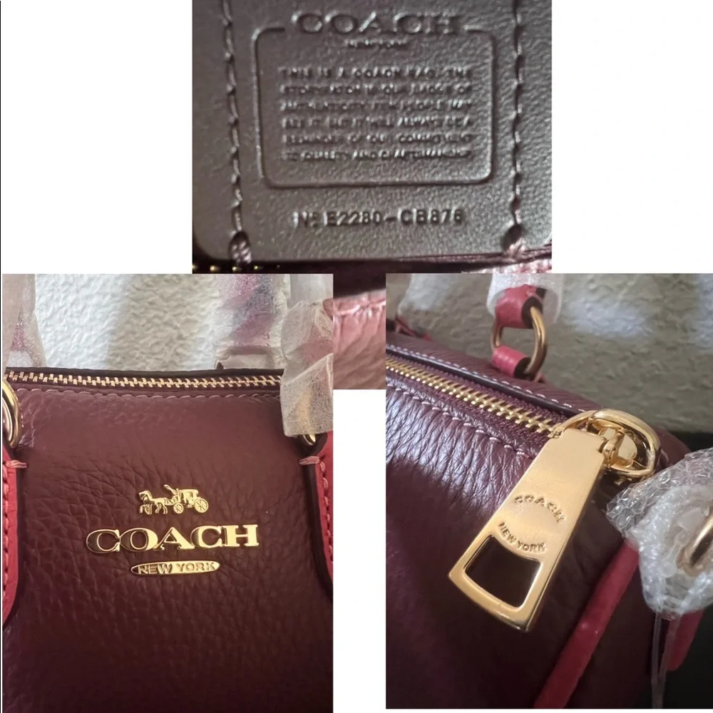 🔥SALE💥NWT‎ COACH CB876 LACEY CROSSBODY LEATHER SHOULDER BAG GOLD/WINE MULTI - Picture 8 of 10